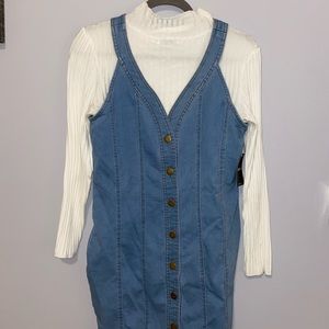 Denim Button-Front Mini Dress